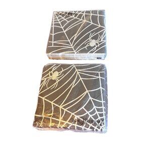 Hester & Cook Spiderweb Paper Cocktail Napkins 3-Ply Halloween Party Decor X 2